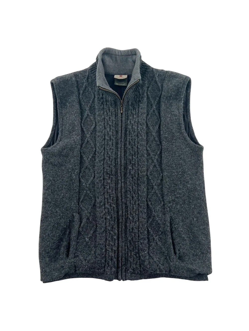 Carraig Donn Ireland Chunky Cable Knit Full Zip Sweater Vest Men's Large